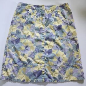 J Jill Pastel Floral Patterned Cotton Midi Skirt Size 12